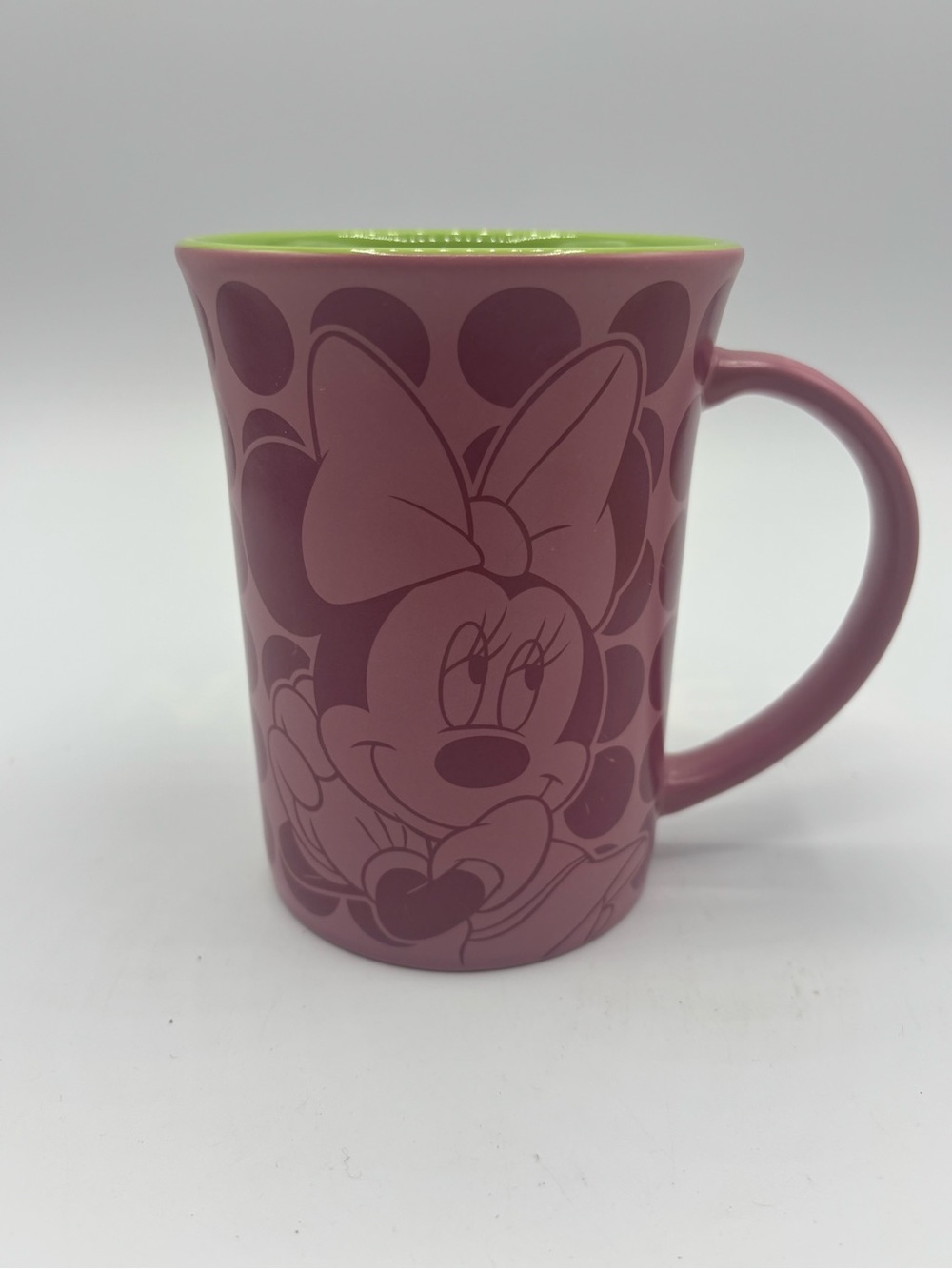Walt Disney World Disney Parks Minnie Mouse Pink And Green Coffee Mug Cup